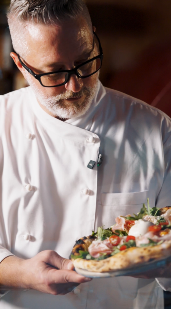 A very nice gourmet pizza presented by chef Joe Stanchi with his special secret recipe